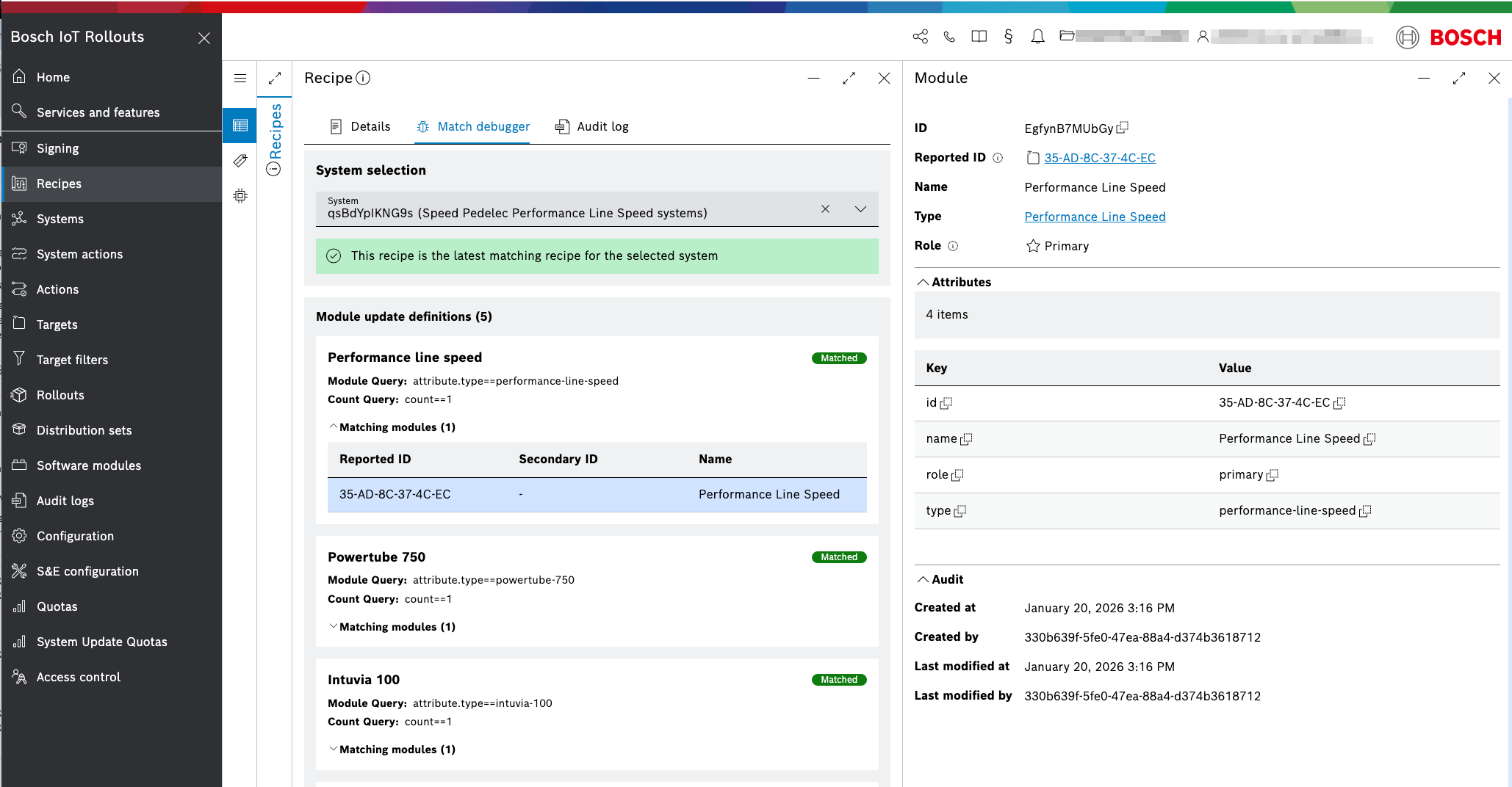 recipe match debugger