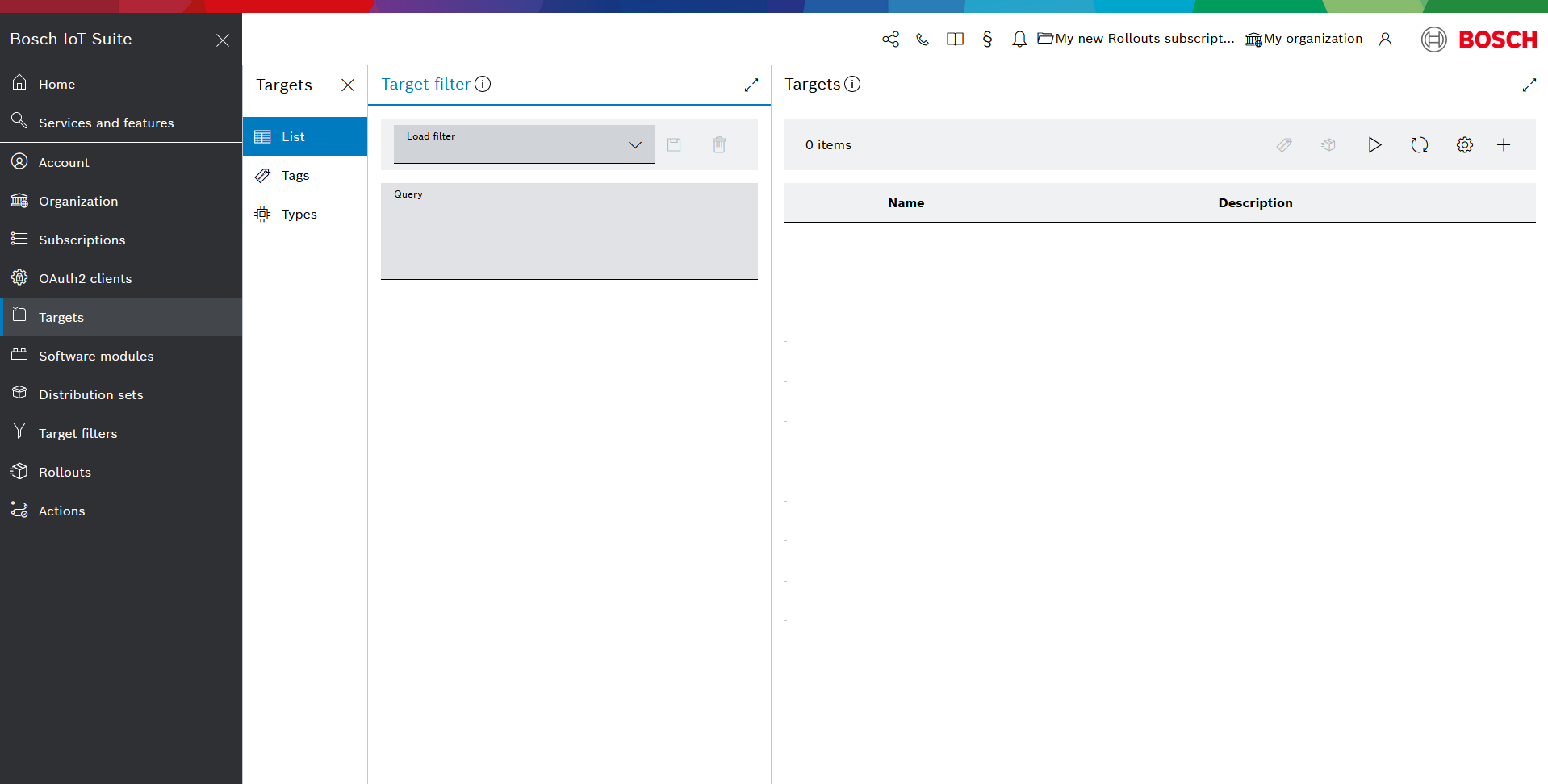Targets view toolbar with the add icon