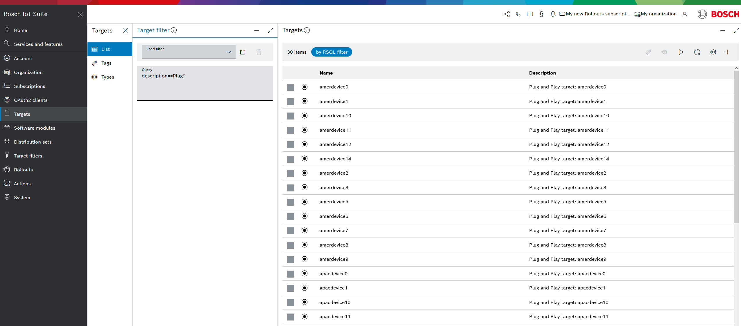 Target filter query description==Plug* applied to the Targets list
