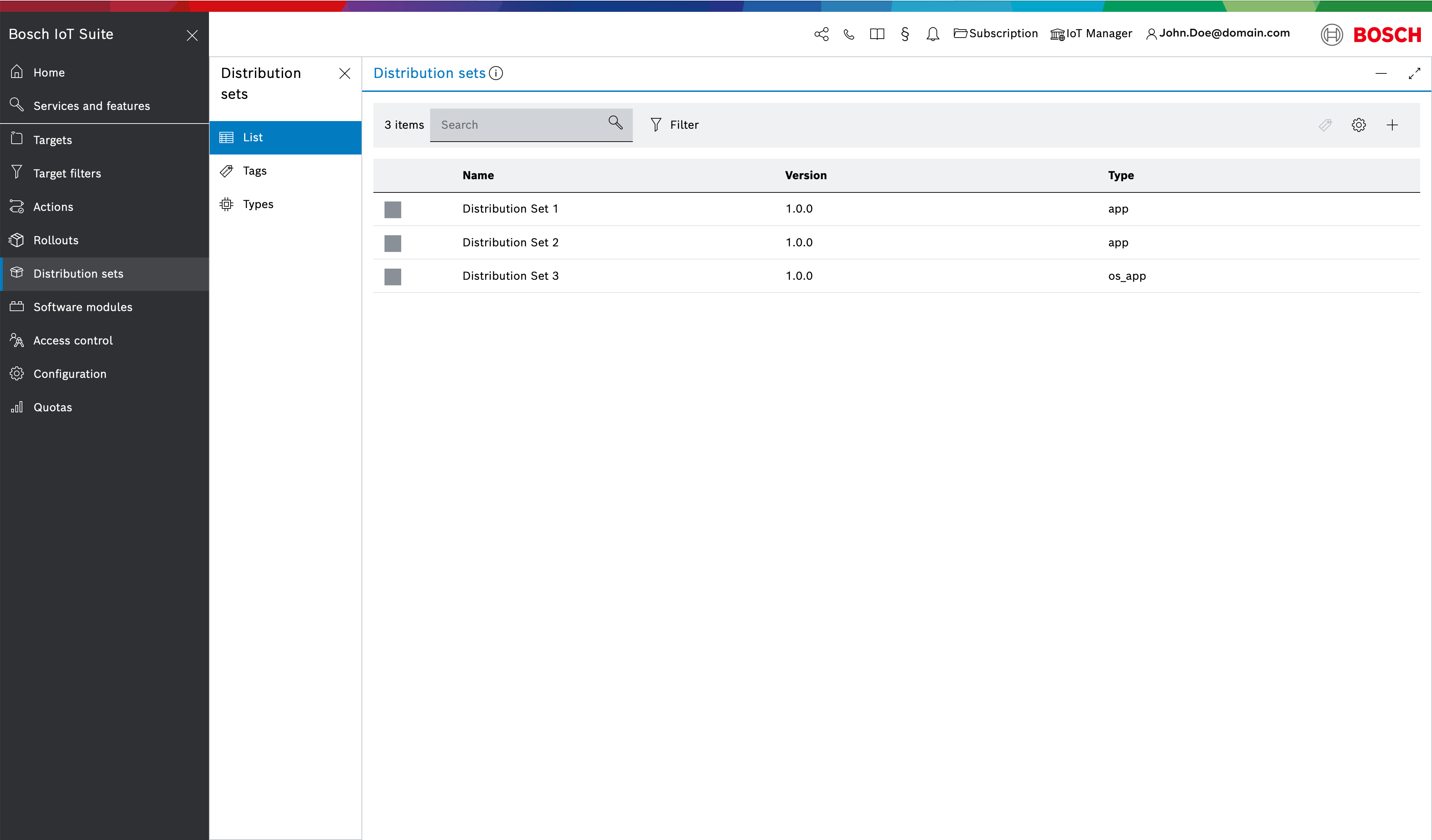 Distribution set list with default columns