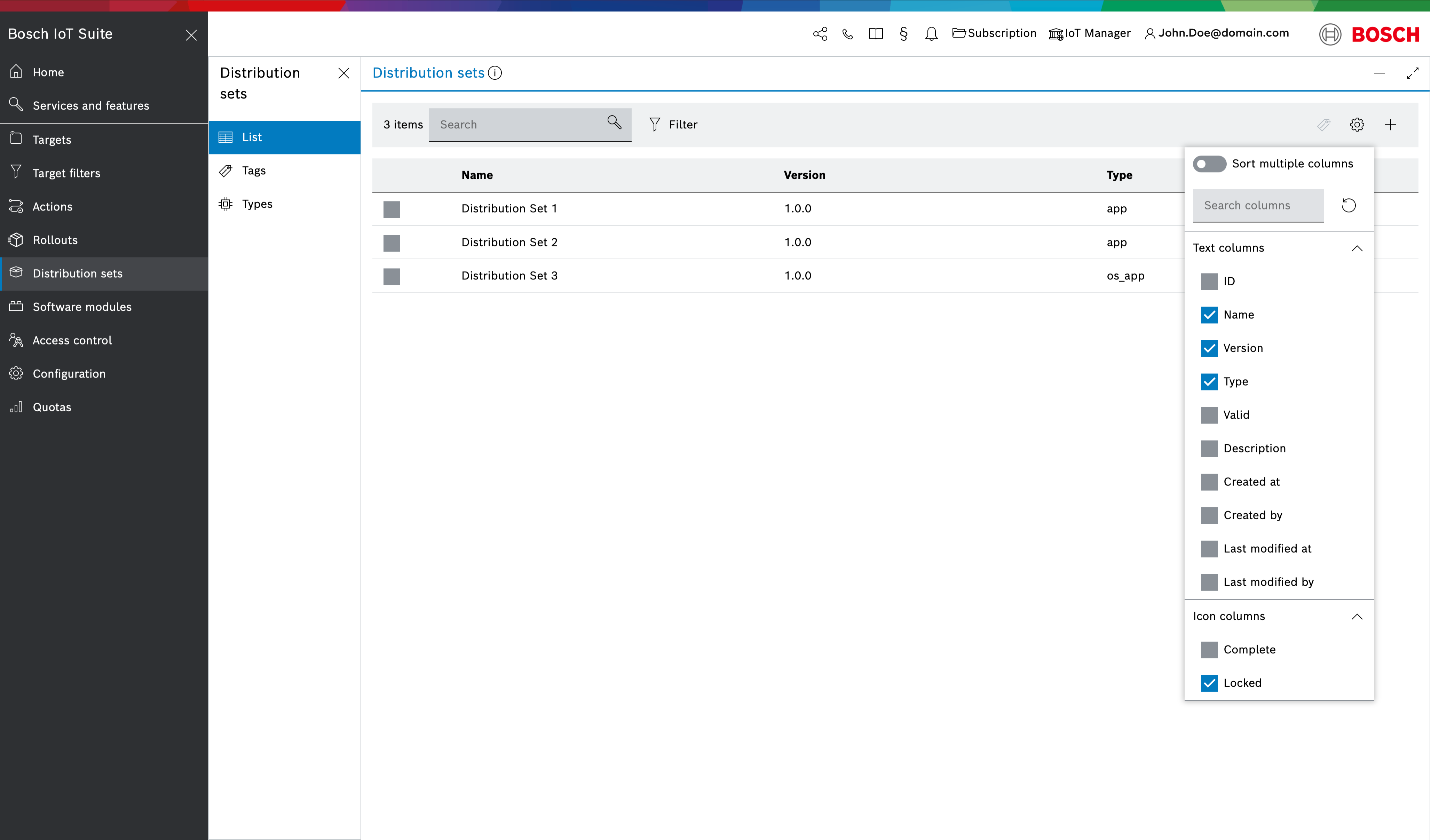 list column selector