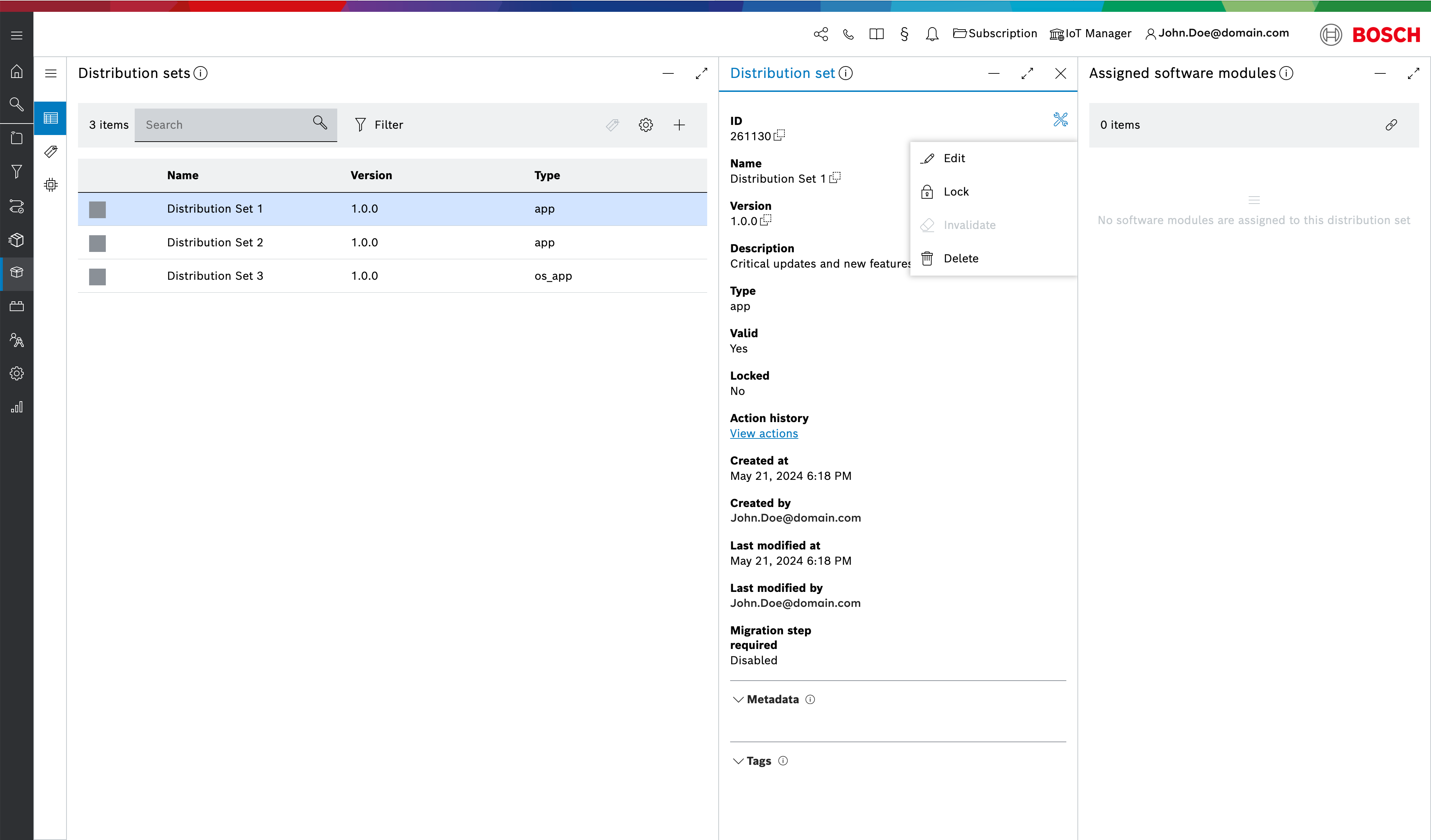 distribution set actions