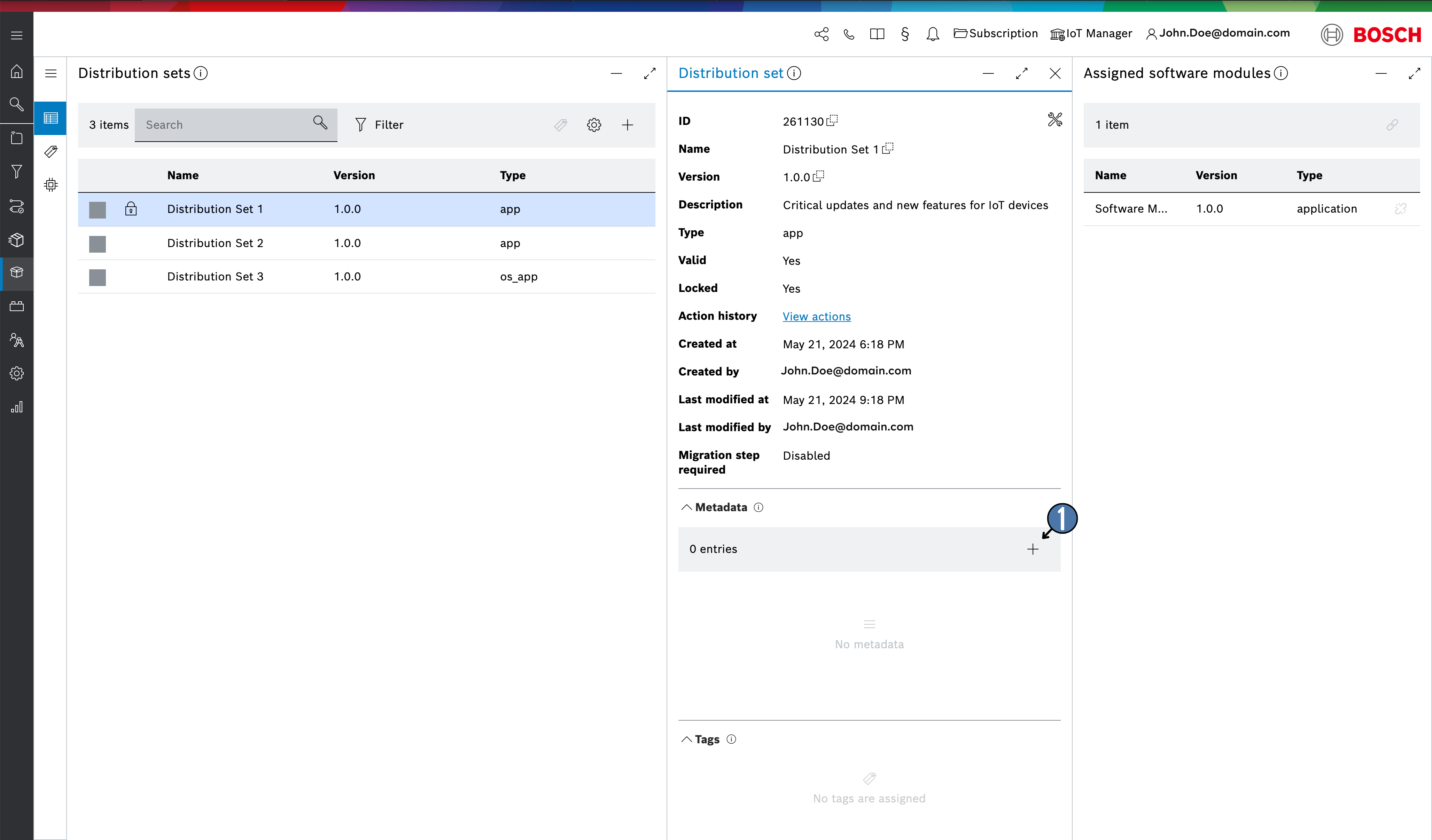 Metadata section with add icon