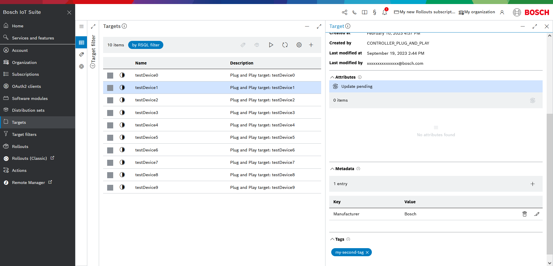 Target metadata list