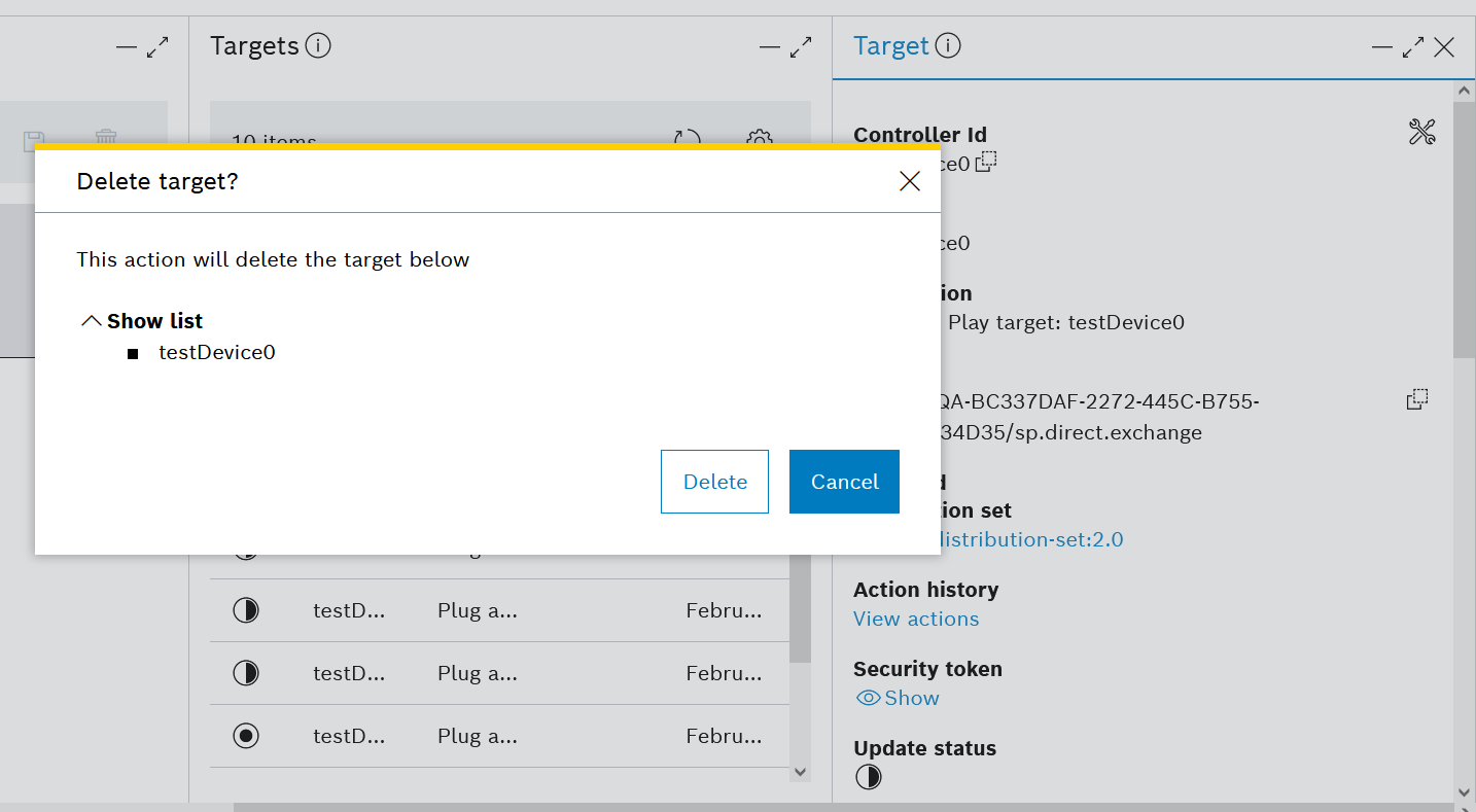 Delete confirmation dialog