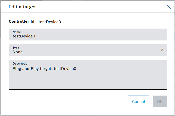 Edit target dialog