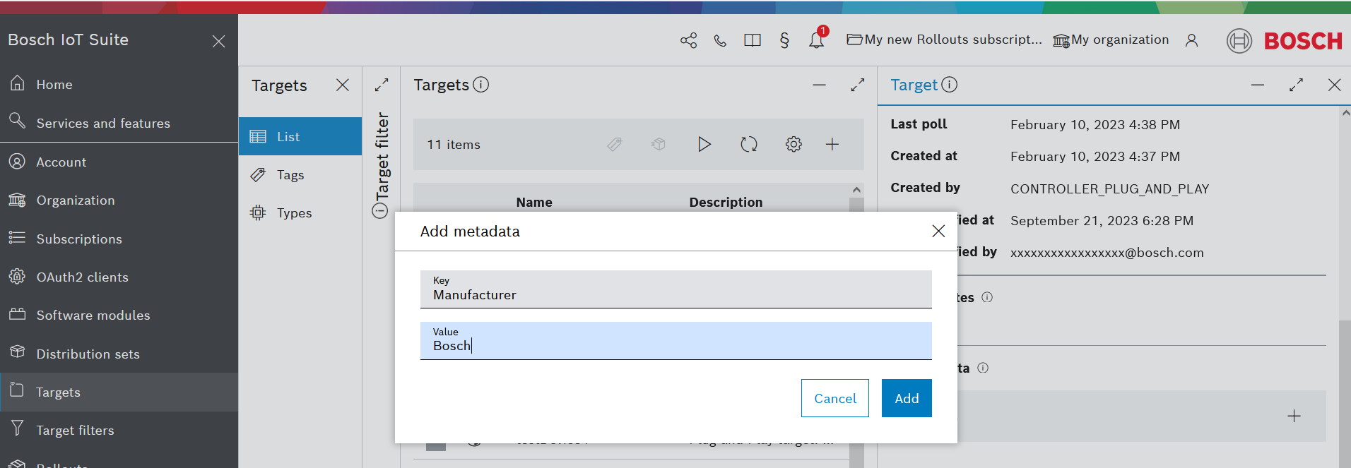Add metadata dialog