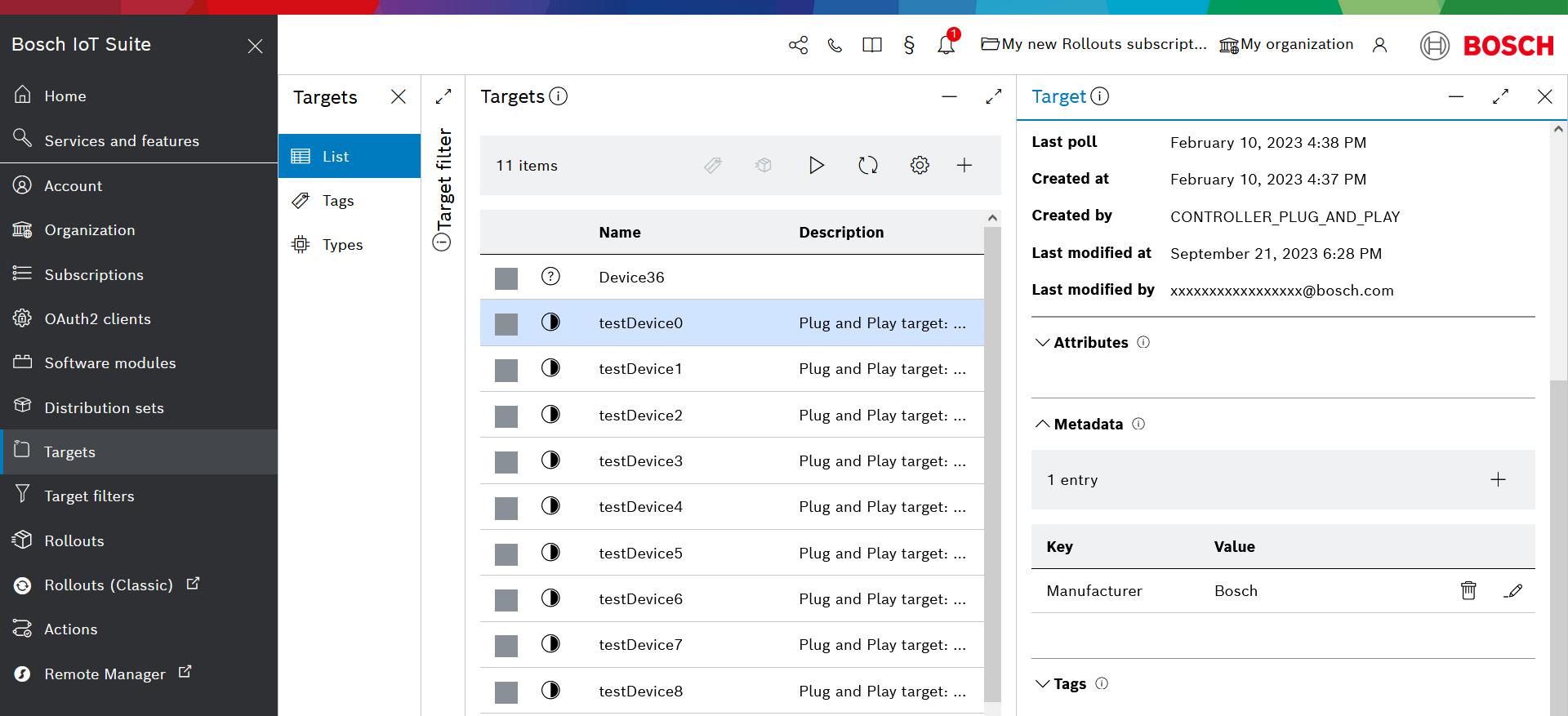 Metadata list with new entry
