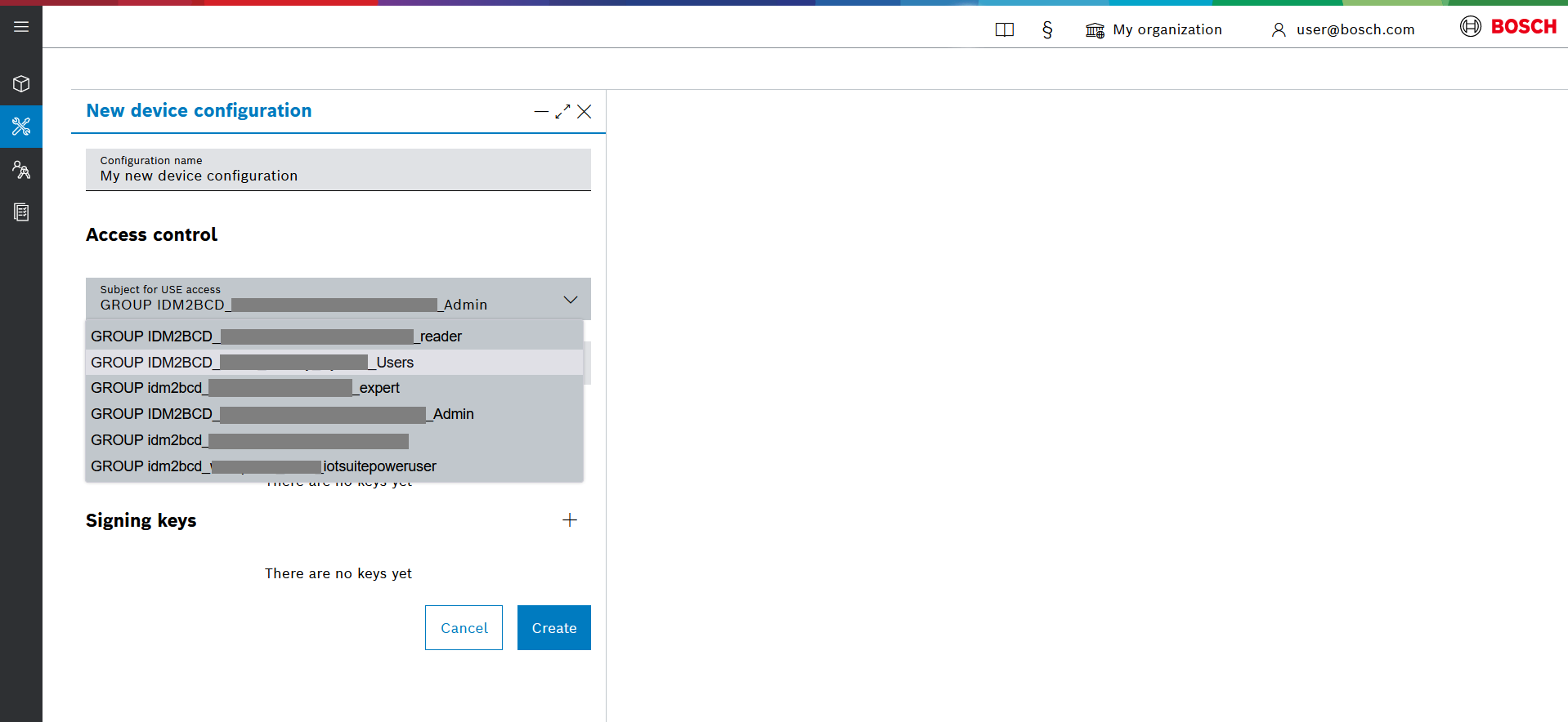 Access control subject dropdown with IdM role options