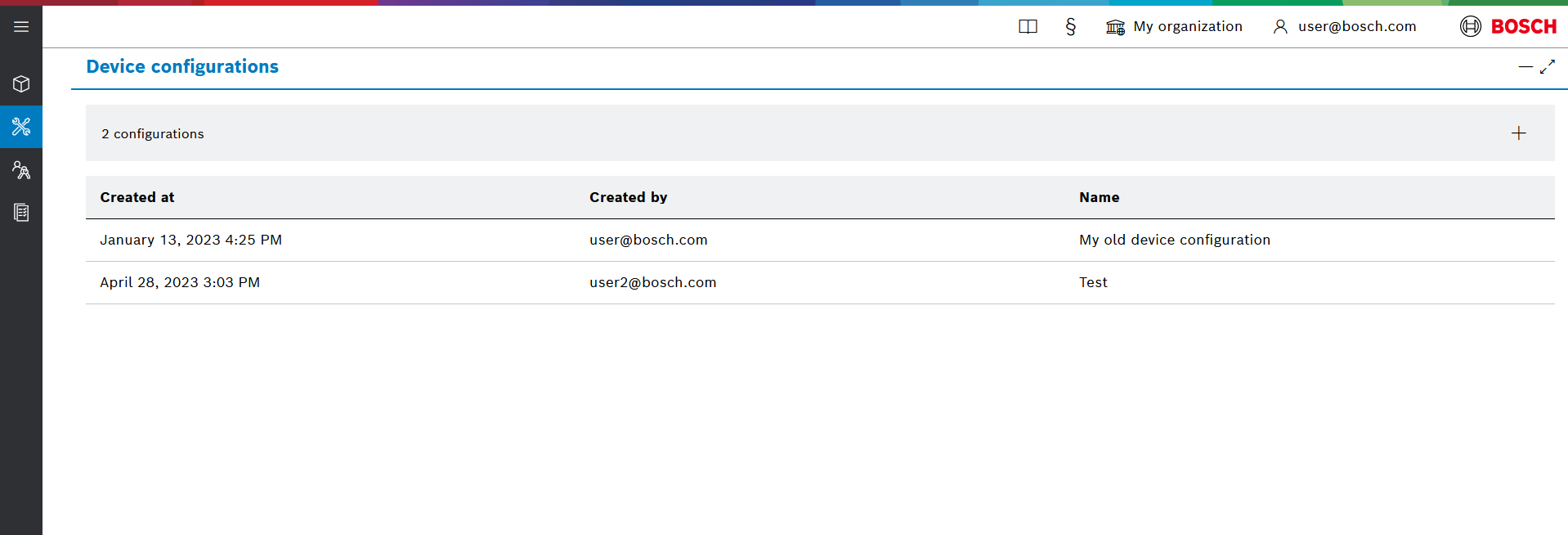Device configurations list view