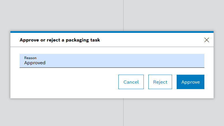 Approve or reject a packaging task dialog