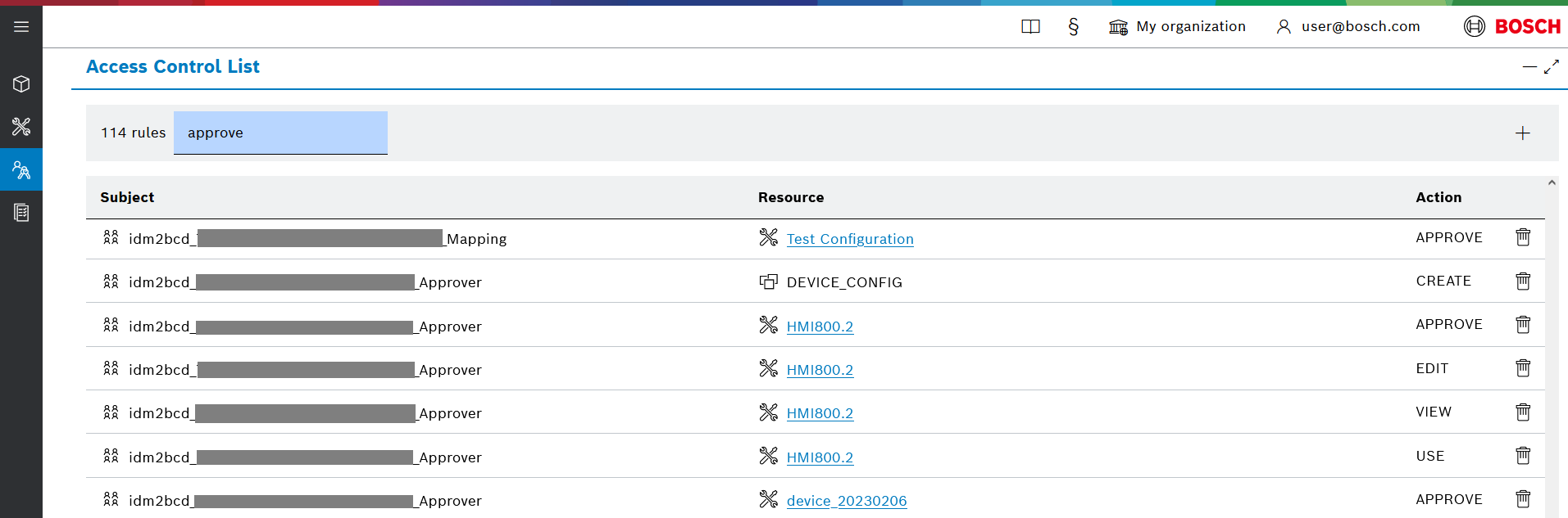 Search field filtering ACL rules