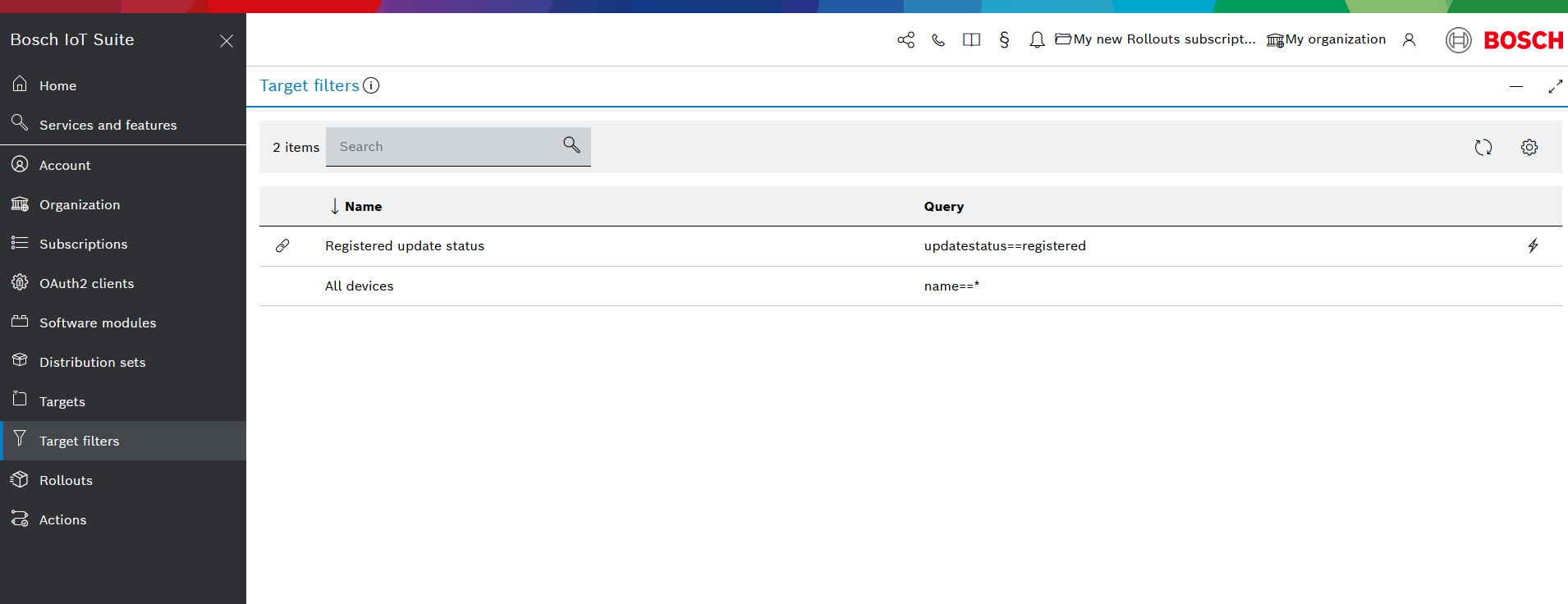 Target filter list columns