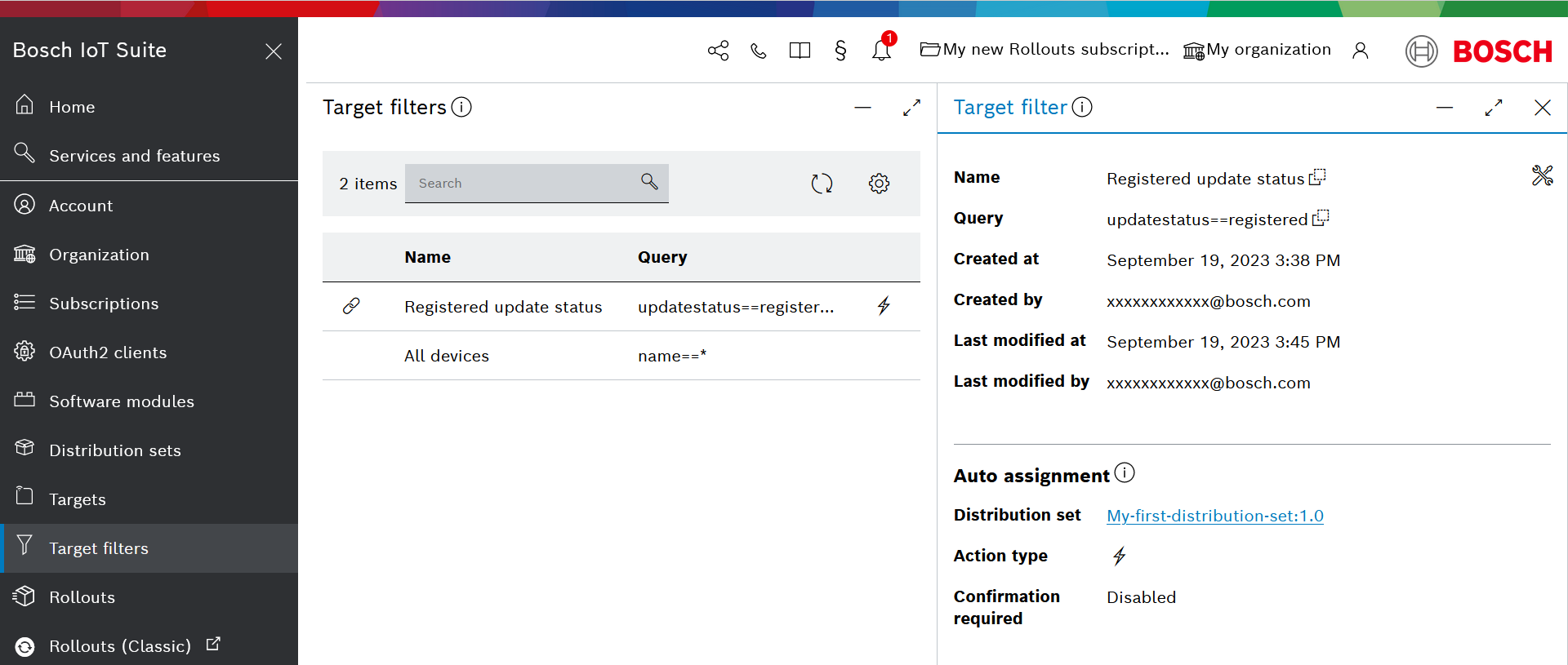 Target filter list