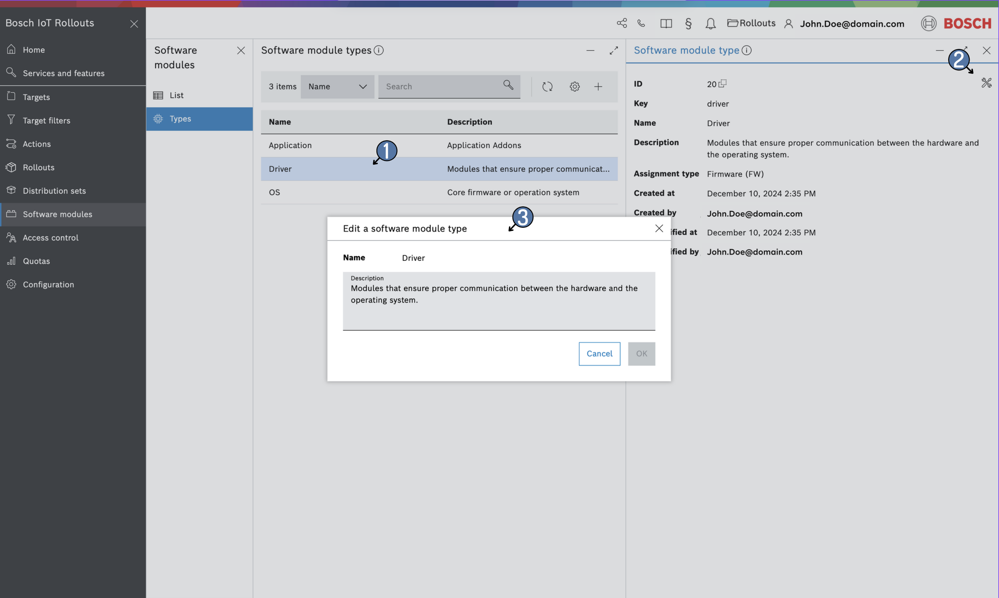 edit software module type dialog
