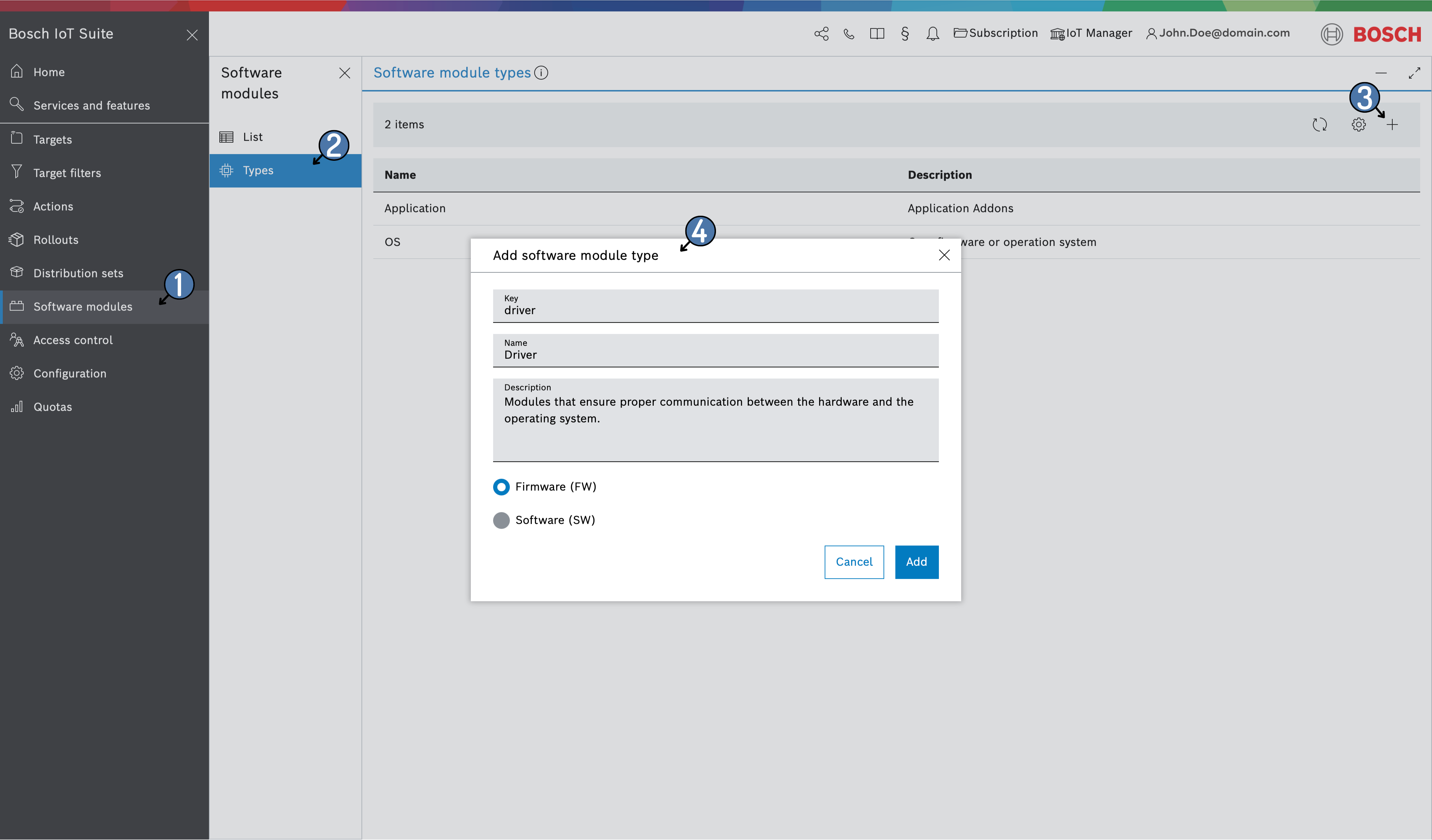 create software module type