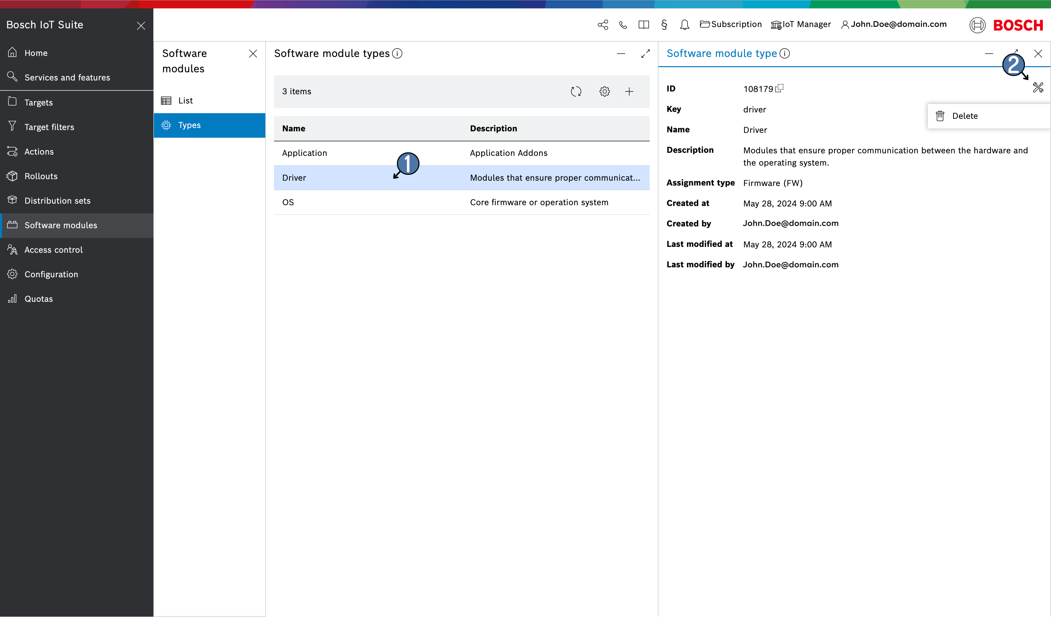 delete software module type