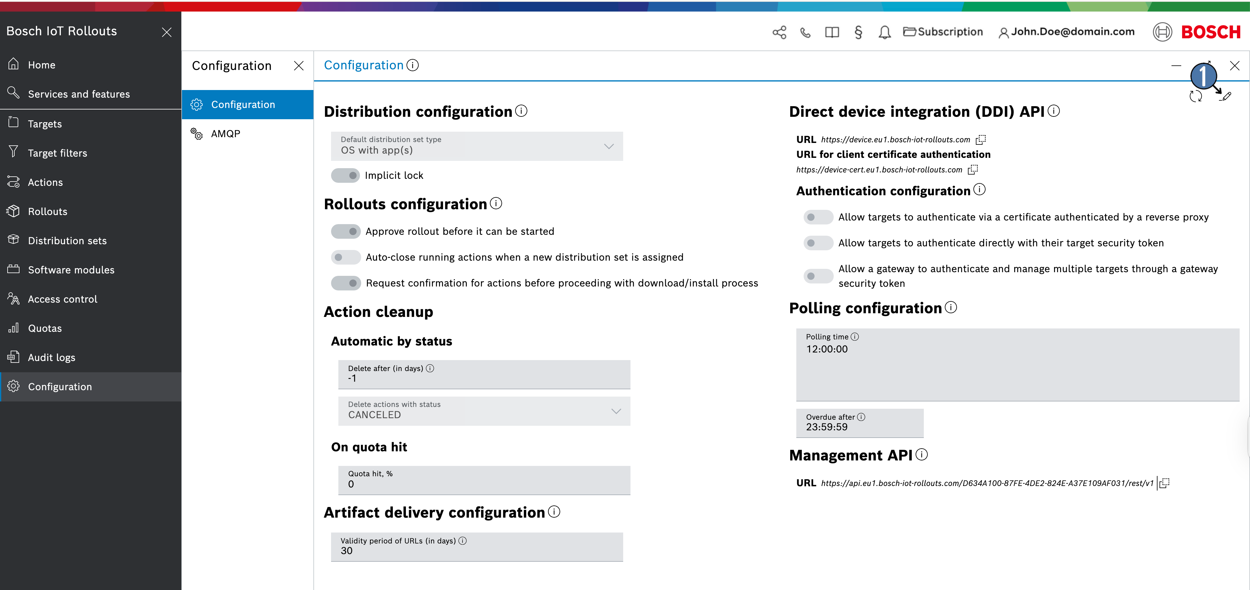 Edit icon in the Configuration view