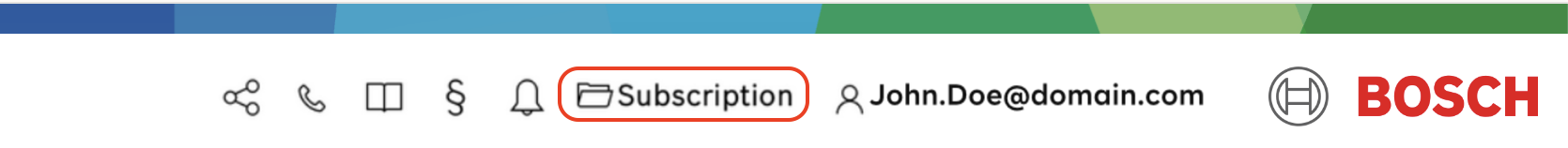 Top menu bar with the Subscription entry highlighted