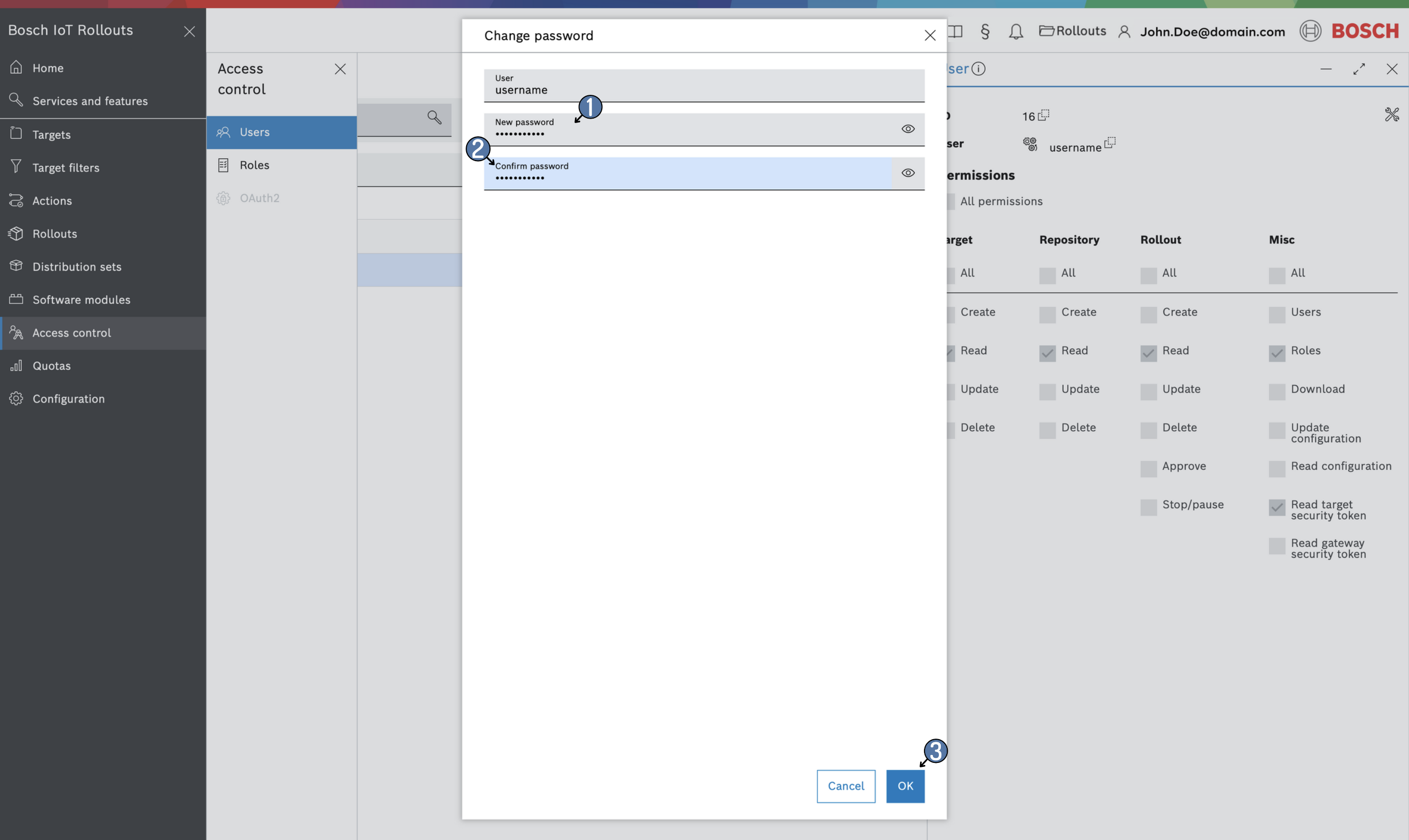 Change password dialog