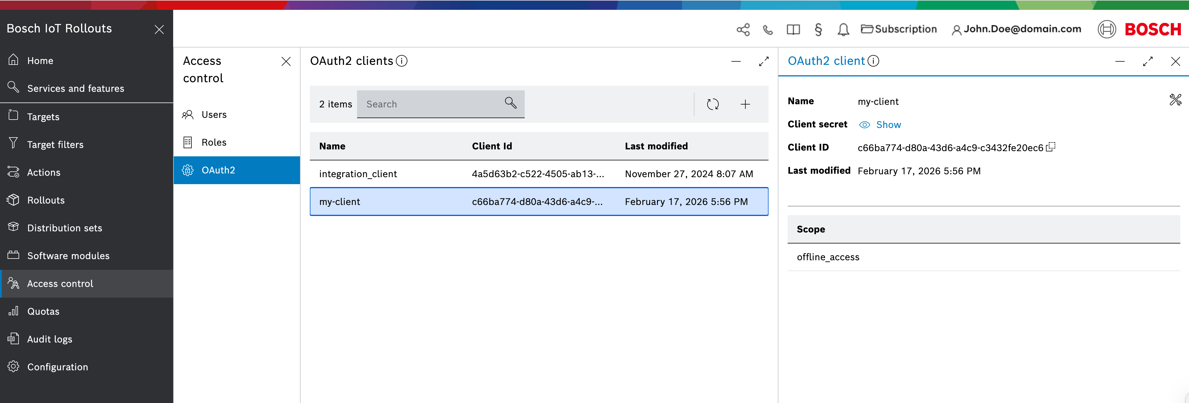 OAuth2 client details view